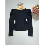 Blusa Ribana Manga Longa Preta