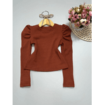Blusa Ribana Manga Longa Marrom