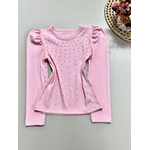 Blusa Brilho Manga Longa Rosa