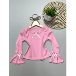 Blusa Laço Manga Longa Rosa