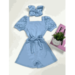 Macaquinho Manga Bufante Azul