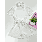 Macaquinho Manga Bufante Branco