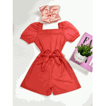 Macaquinho Manga Bufante Coral