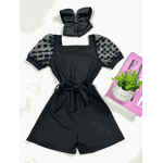 Macaquinho Manga Bufante Preto