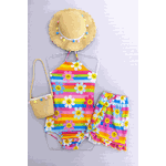 Maiô com Saída Infantil Colorido de Flores