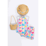 Maiô com Saída Infantil Colorido de Coração