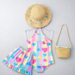 Maiô com Saída Infantil Colorido de Coração