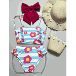 Biquini Infantil de Flores Azul