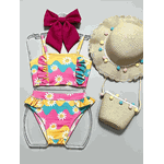 Biquini Infantil de Flores Colorido