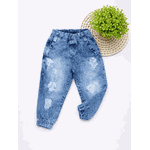 Calça Jeans Jogger mesclado Infantil Destroyed 