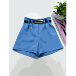 Short Alfaiataria Com Cinto Azul