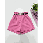 Short Alfaiataria Com Cinto Rosa