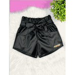 Short Clochard Couro Sintético Preto
