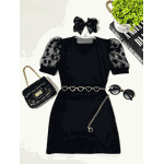 Vestido Manga tule Bufante Curta