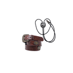 Kit Country Baladeiros: Colar Gravata de Cavalo + Cinto de Couro Tabaco com Rosa