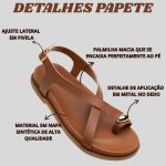 Sandalia Papete Flat Feminina Tiras Luxo Tendencia Moda