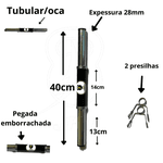 Barra Oca 40cm p/ Halteres Pegada Emborrachada c/ Presilhas - JFIT