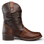 Bota Texana Masculina Sanfonada Couro Nobre Tamarindo e Látego Café