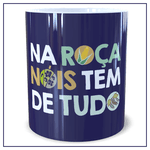 Caneca Tem de Tudo Porcelana Branca/Azul - Estilo Country | João Rural
