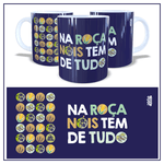 Caneca Tem de Tudo Porcelana Branca/Azul - Estilo Country | João Rural