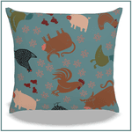 Capa de Almofada Animais Verde - Decoração Rústica Country | João Rural 