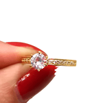 Anel Solitário Ouro com Brilhantes Moissanites 