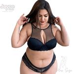 Conjunto Plus Size Tule Preto Bolinha Caleçon Renda 206.36