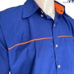 Camisa Manga Curta Colarinho e Viés Frente e Costa Colorido