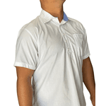 Camisa Manga Curta com 5 Botões e Colarinho Colorido