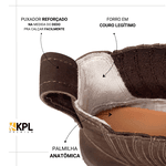 Botina Masculina Denver em Couro Legítimo Nobuck cor Café Forrada em Couro Bico Quadrado Linha KPL Premium 