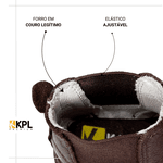 Botina Infantil Unissex New Baby em Couro Legítimo Café Linha KPL Premium 