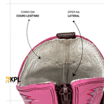 Bota Texana Infantil Unissex New Baby em Couro Legítimo Rosa Linha KPL Premium