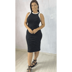VESTIDO TUBINHO PRETO LISTRADO