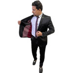 Costume Preto Brilho Slim em Poliviscose - King Ternos