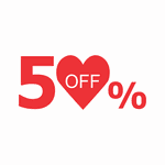 Adesivo para Vitrine Amor Dia dos Namorados Desconto 50% OFF