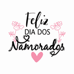 Adesivo para Vitrine - Feliz Dia dos Namorados Flores Coração