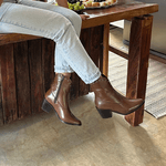 Bota Western Vitoria Conhaque Couro Legitimo
