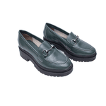 Mocassim Feminino Verde Militar Com Metal Couro Legitimo