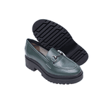 Mocassim Feminino Verde Militar Com Metal Couro Legitimo