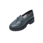 Mocassim Feminino Verde Militar Com Metal Couro Legitimo