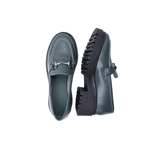 Mocassim Feminino Verde Militar Com Metal Couro Legitimo