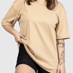 Camiseta Oversized Masculina e Feminina Longa 100% Algodão Bege