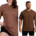 Camiseta Oversized Masculina e Feminina Longa 100% Algodão Marrom