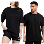 Camiseta Oversized Masculina e Feminina Longa 100% Algodão Preta
