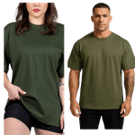 Camiseta Oversized Masculina e Feminina Longa 100% Algodão Verde Militar 