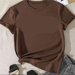 Camiseta Feminina Básica Unissex T-shirt Lisa 100% Em Algodão Marrom
