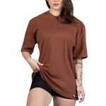 Camiseta Oversized Masculina e Feminina Longa 100% Algodão Marrom