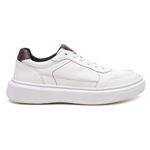 Tênis Masculino em Couro Okayama Branco Café - Estilo Minimalista e Conforto