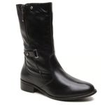 Bota Feminina em Couro Montaria Maitê Preta – Elegância Clássica com Toque Moderno