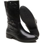 Bota Feminina em Couro Montaria Maitê Preta – Elegância Clássica com Toque Moderno